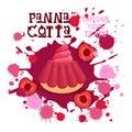 Panna Cotta Cherry Dessert Colorful Icon Choose Your Taste Cafe Poster