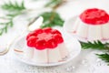 Panna cotta with fruit jelly Royalty Free Stock Photo