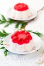 Panna cotta with fruit jelly Royalty Free Stock Photo