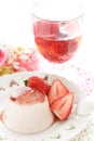 Panna cotta strawberry with copy space Royalty Free Stock Photo