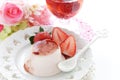 Panna cotta strawberry with copy space Royalty Free Stock Photo