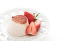Panna cotta strawberry with copy space Royalty Free Stock Photo