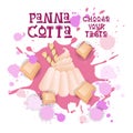 Panna Cotta White Chocolate Dessert Colorful Icon Choose Your Taste Cafe Poster