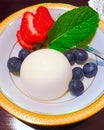 Pannacota pudding with fresh berries fruits Royalty Free Stock Photo