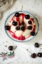 pannacotta with cherry sauce Royalty Free Stock Photo