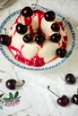 pannacotta with cherry sauce Royalty Free Stock Photo