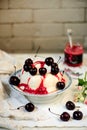 pannacotta with cherry sauce Royalty Free Stock Photo