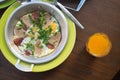 Panned egg breakfast food in Thai style