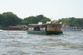 Panning of a ferry boat crusing on Chao Phraya river