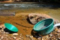 Panning for gold with a sluice box