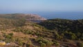 Panning left over Marina di Camerota coast line