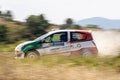 Panning Renault Twingo rally car on race