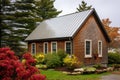 panning shot of wooden cladded saltbox roof