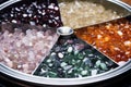 panning tray with small gemstones Royalty Free Stock Photo