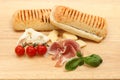 Pannini ingredients on a board