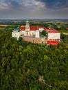 Pannonhalma, Hungary - Aerial view of the beautiful Millenary Benedictine Abbey of Pannonhalma (Pannonhalmi Apatsag)