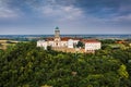 Pannonhalma, Hungary - Aerial view of the beautiful Millenary Benedictine Abbey of Pannonhalma Pannonhalmi Apatsag with blue sky