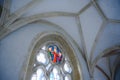 Christian Stained Glass of Jesus in Pannonhalma, Hungary