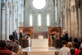 View on a mass ceremony by priets in Pannonhalma Benedictine abbey