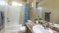 Pano Bathroom with granite top vanity sink and single shower tub kit