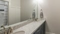 Pano Bathroom interior with double vanity sink and separate toilet Royalty Free Stock Photo