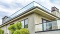 Pano Beautiful exterior of house in Long Beach California with rooftop balcony Royalty Free Stock Photo