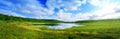 Pano of north mountain lake Royalty Free Stock Photo