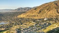 Pano Top view of Draper City in Utah with a clear blue sky background Royalty Free Stock Photo