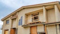 Pano Two storey house in Long Beach California with the exterior under renovation