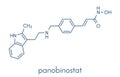 Panobinostat cancer drug molecule histone deacetylase inhibitor. Skeletal formula.