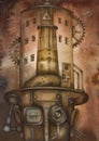 The Panopticon prison illustration. Steampunk. Royalty Free Stock Photo