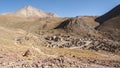 Panorama of abandoned and decaying houses in San Antonio de Lipez ghost village at the footstep of San Antonio volcano