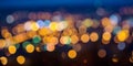 Panorama of abstract circular city lights bokeh background Royalty Free Stock Photo