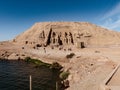 Panorama with Abu Symbel temple and Nasser lake in front