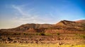 Panorama with Adrar mountain near Terjit, rocks and gorge, Mauritania Royalty Free Stock Photo