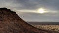 Panorama with Adrar mountain near Terjit, rocks and gorge, Mauritania Royalty Free Stock Photo