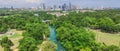 Panorama aerial Austin downtown from Barton Creek Greenbelt