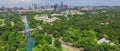 Panorama aerial Austin downtown from Barton Creek Greenbelt Royalty Free Stock Photo