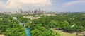 Panorama aerial Austin downtown from Barton Creek Greenbelt Royalty Free Stock Photo