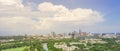 Panorama aerial Austin downtown from Barton Creek Greenbelt Royalty Free Stock Photo