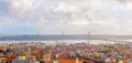 Panorama aerial bridge Lisbon Portugal Royalty Free Stock Photo