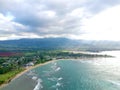 Panorama Aerial Drone View of Waikiki Beach Honolulu Hawaii USA taken from Diamond head.