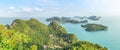 Panorama aerial landscape view group of Angthong islands national marine park from Pha Jun Jaras view point at Wua Ta Lap island