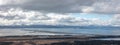 Panorama aerial sea landscape view of Homer Spit in Kachemak Bay in Alaska USA Royalty Free Stock Photo