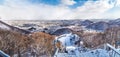 Panorama aerial view of Sapporo from okurayama ski jump stadium Royalty Free Stock Photo