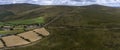 A panorama aerial view across the landscape at Waun Mawn source of the stones for Stonehenge in Pembrokeshire, Wales