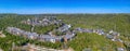 Panorama in an aerial view of an apartment complex buildings in Austin, Texas