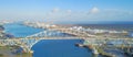 Panoramic aerial view Corpus Christi Harbor Bridge in the Port o