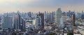 Panorama aerial view of downtown Sukhumvit urban area of Bangkok for cityscape and development