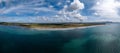 Panorama aerial view of the endless golden sand beach in Ballybunion on the west coast of Ireland